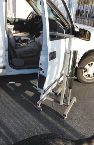 1999 Chevrolet Suburban Passenger Side Door Supported By Door And Bumper Dolly