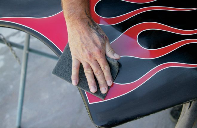 1940 Ford Coupe Rear Fender Sanding Vintage Flames