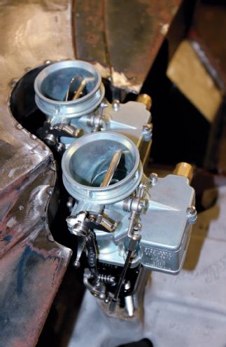 Carburetors Bolted In Place For Clearance Check