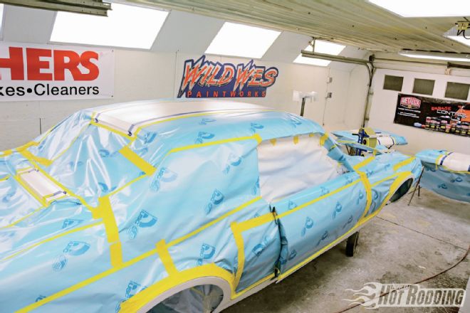 Wrap Car In Usc Polycoated Blue Masking Paper To Not Overspray