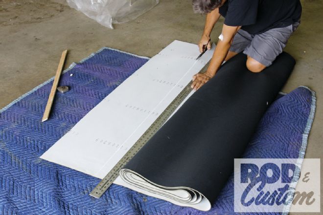 Measure And Cut Section Of Foam Backed Headliner Material