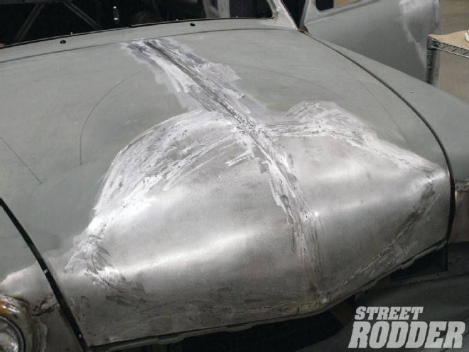 22 1951 Ford Shoebox Hood Modification Grounded Welds And Recessed Areas