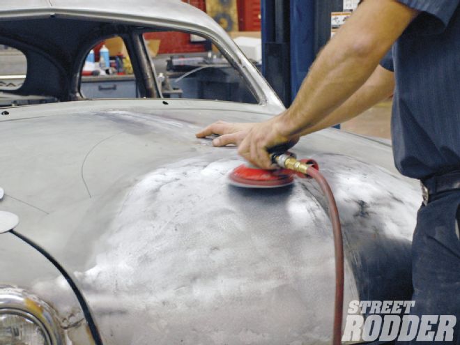 33 1951 Ford Shoebox Hood Modification Sanding