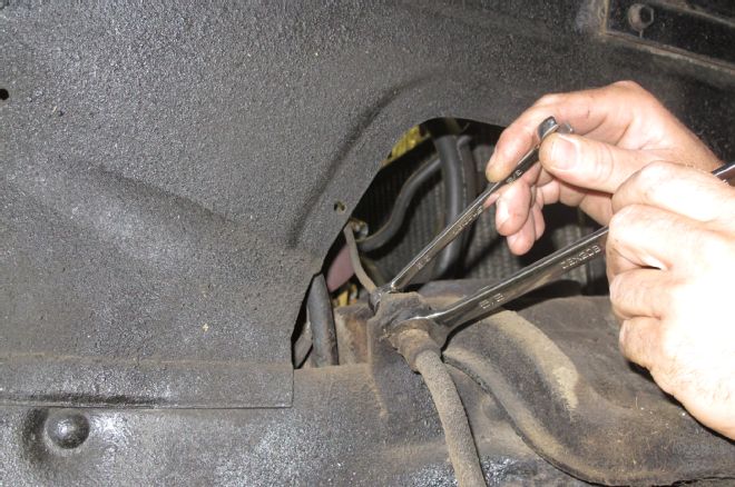 1957 Chevrolet Coupe Removing Rubber Flex Lines For The Brakes