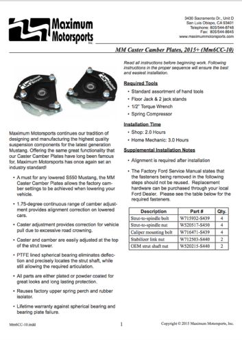 Maximum Motorsports S550 Camber Caster Install 06 Instructions