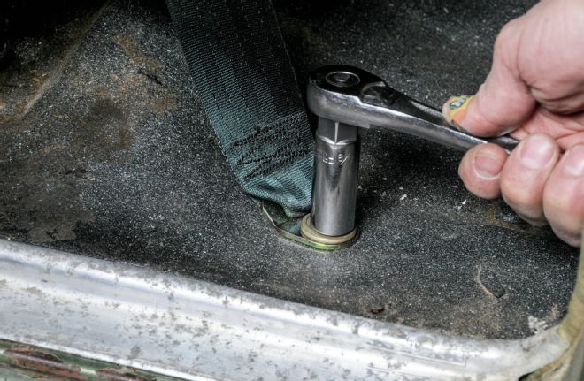 1951 Chevrolet Deluxe Coupe Installing Seatbelt Anchor Plate