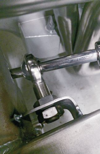 Ford F 100 Heim Joint Mounted On 90 Degree Bracket Welded To Chassis Rail