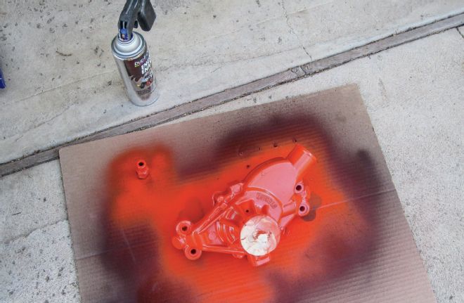 New Water Pump Painted Chevy Orange