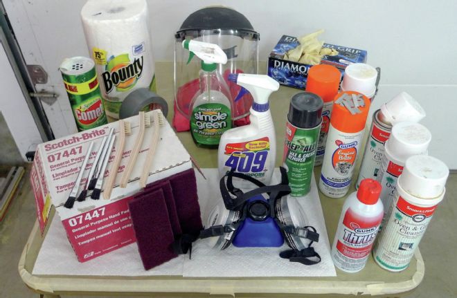 Collection Of Household Cleaners For The Engine