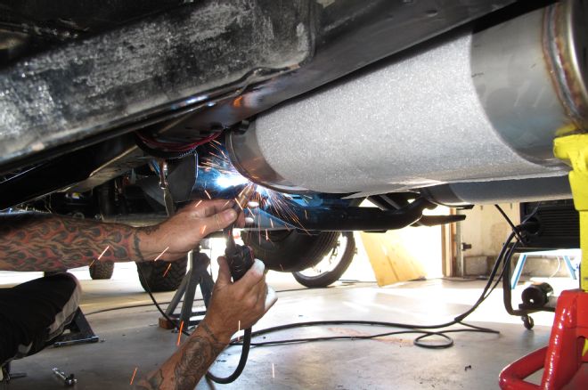 1949 Chevrolet 3100 Mufflers Mocked Into Position And Tag Welding