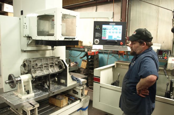 2013 Ford Mustang Stock Engine Block Mounted In Rad Rottler F79a Three Axis Cnc Milling Station