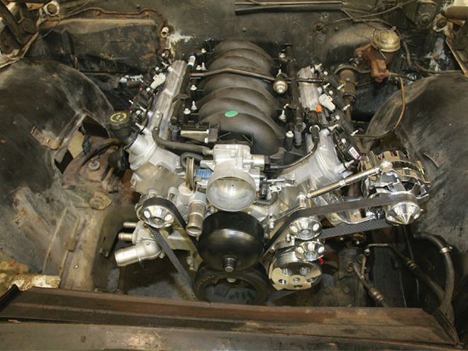 Ccrp 0805 31 Z+1964 Chevy El Camino Engine Swap+engine Bolted Into Place