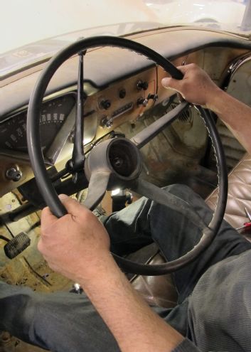 1955 Chevrolet 3100 Steering Column And Steering Wheel Test Fit