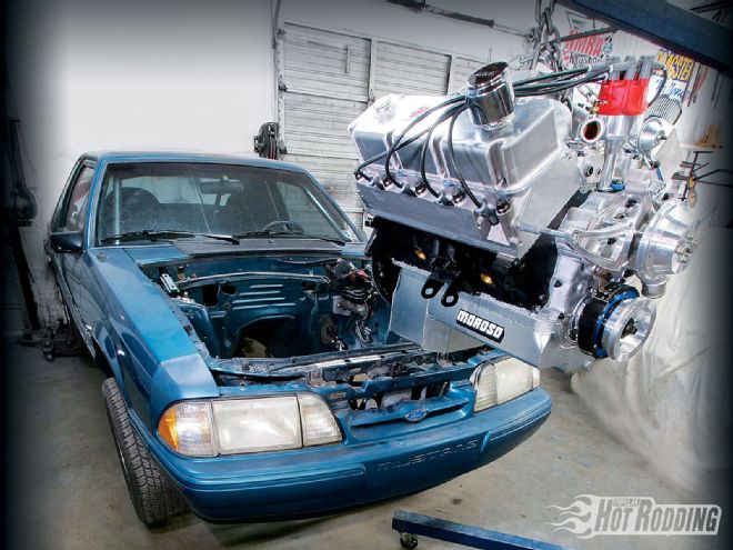 1003phr 01 O+1993 Ford Mustang Engine And Transmission Installation+front Engine