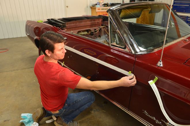 1968 Ford Mustang Convertible Project C Stripe Install 05 Line Up