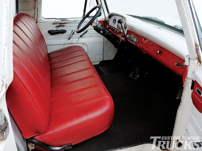 0912cct 08 Z+1962 Ford F100 Interior Wheel Upgrade+restored Red Leather Seats