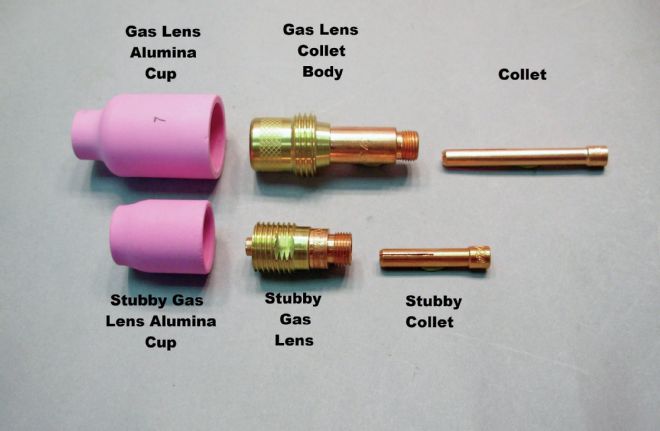 Tig Torch Standard Gas Lens Set Up And Stubby Gas Lens Set Up