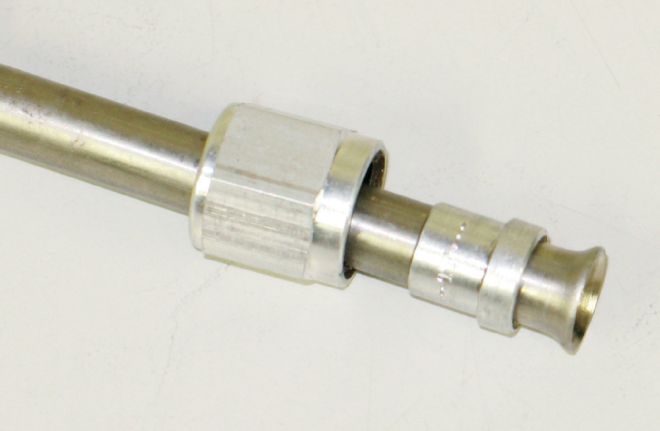 Stainless Steel Line For Fuel System Plumbing With Single 37 Degree Flare Reinforcement Sleeve And Nut With Female Threads