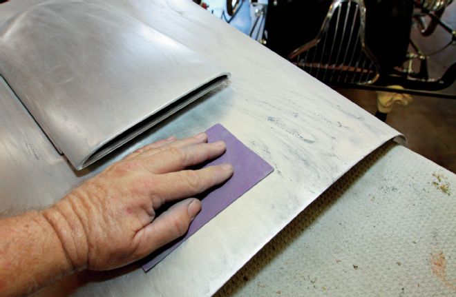 Ford Hood Sheet Metal Hand Sanding 220 Grit Sandpaper