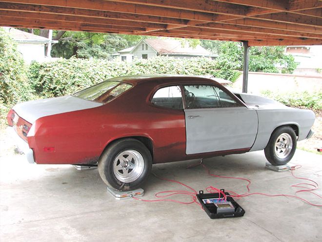 113 0310 13z+Plymouth Duster+Rear Passenger Side View