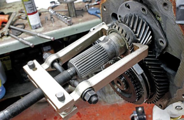 When one doesn’t do you must use two. This photo gives you an idea of how the Dual Disc Clutch works, with all the components lined up in their respective order when installed. As an assembly, this clutch kit is massive and heavy and is balanced to ensure smooth operation. Each part gets tagged with red paint, and these marks must line up during installation to maintain balance.