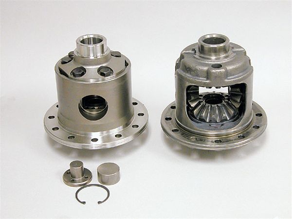 3. The new 9.75 Truetrac (left) and the OE open diff. The Truetrac has a very effective 3.5:1 bias ratio, but is almost seamless while delivering it. The Truetrac is a long-term option: No clutch plates to wear out, and no reversion back to an open diff as the factory Traction-Locks will do rather quickly. It's proven to be great in ice and snow because it doesn't have clutches that must "break away" or slip the tires when traction is low and the wheels differentiate in a turn. Rather, the Truetrac delivers smooth power all the way around a turn without breaking the tires loose. The Truetrac housing is also much stronger than the OE diff, so it also delivers in the beef department.