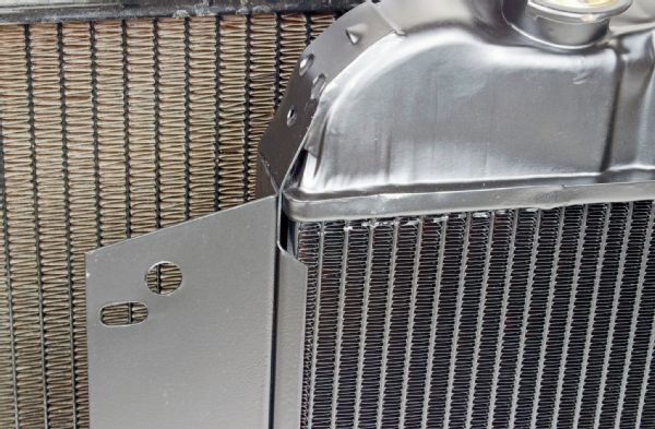 You’ll hear “high efficiency” used a lot to describe a radiator. This has to do with the tube and fin layout. This U.S. Radiator (in front) features the company’s high-efficiency core, which uses 1⁄2-inch tubes on 3⁄8-inch centers, compared to most old brass and copper radiators which have the tubes mounts on 9⁄16-inch centers. This means more tubes and more contact with cooling fins for better heat transfer. U.S. Radiator offers various core designs to match what you need in a specific application.