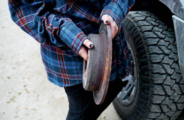 We also noticed the rear brakes needed some help too. The parking brake was catching kind of high, so we adjusted it, but that didn’t help. So we pulled the rear brakes apart to root around in there with a stick and found that they were pretty much done. One thing then led to another.