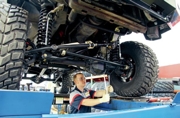 With our new setup all together, we got the Jeep as square as we could by eye. Then, we drove it to our local 4Wheel Parts in Raleigh, North Carolina, to have the alignment professionally dialed in.