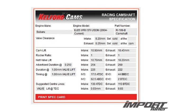 Project subaru EJ25 racing camshaft specification 10