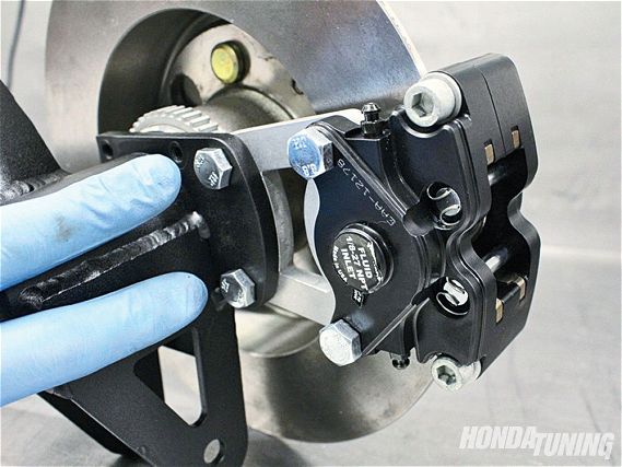 Kaizenspeed rear trailing arm assembly brake caliper install 12