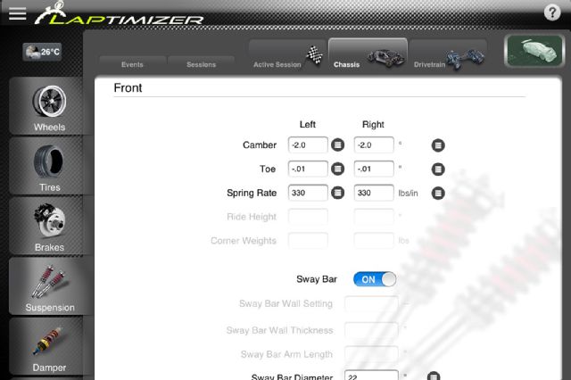 Laptimizer ipad chassis setup app vehicle profile 08