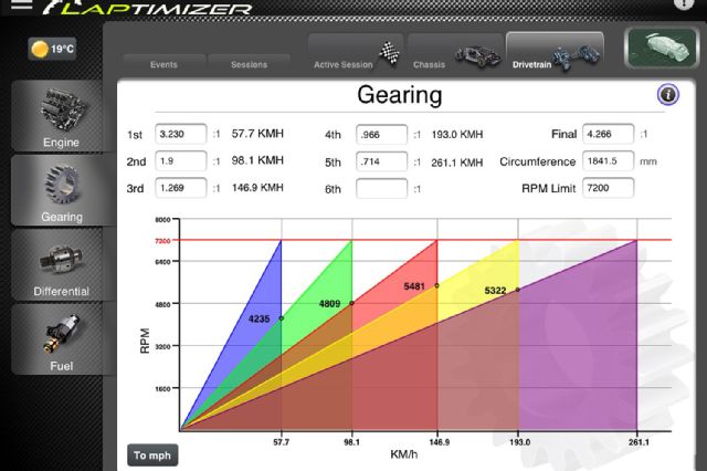 Laptimizer ipad chassis setup app drivetrain section 09