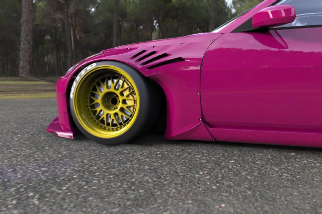 Hot pink front fender