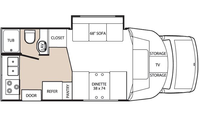 class B Motorhome Buyers Guide holiday Rambler Augusta B Floor Plan View