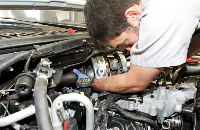 Bullet Proof Diesel Oil Cooler Ford Super Duty Reinstalling The Turbocharger