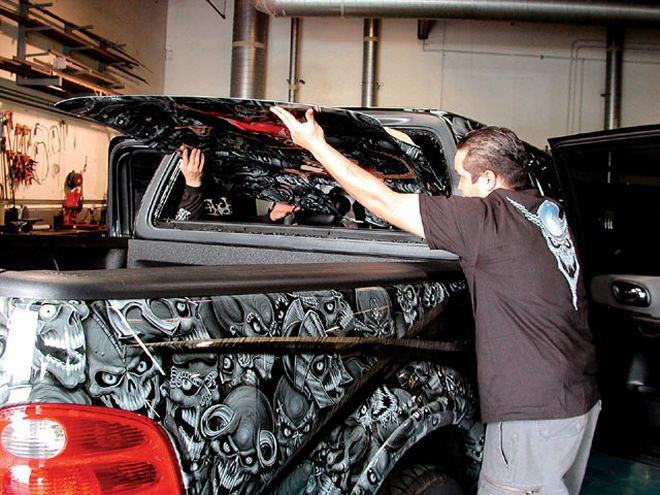 Fiberglass Headliner Mural on a 2002 Ford F150 - Sick Ceiling
