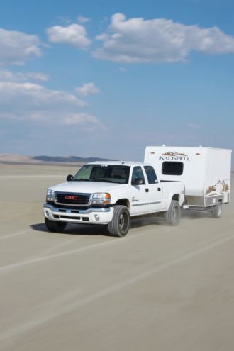 PPE 2006 GMC Sierra Record Breaking Trailer Haul Front View In Motion