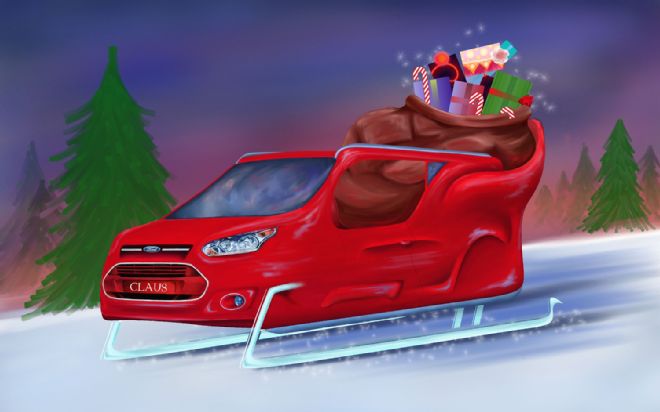 Santa Ford Transit Connect Wagon Sleigh